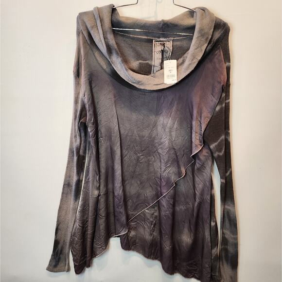 New Vintage Concepts Gray Cowl Neck Marble Silk Print Tunic Top Size M - Picture 9 of 12